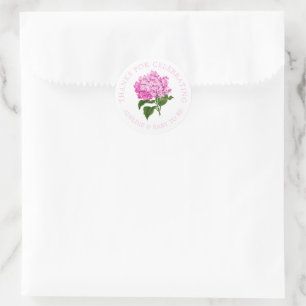 roze Hydrangea dank u voor uw gunst Ronde Sticker