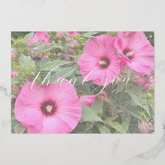 Roze Hydrangea Dankjewelkaarten Folie Uitnodiging (Voorkant)