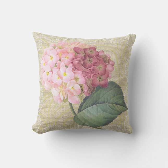 Roze hydrangea en vlakke  kieuwpijp kussen (Voorkant)