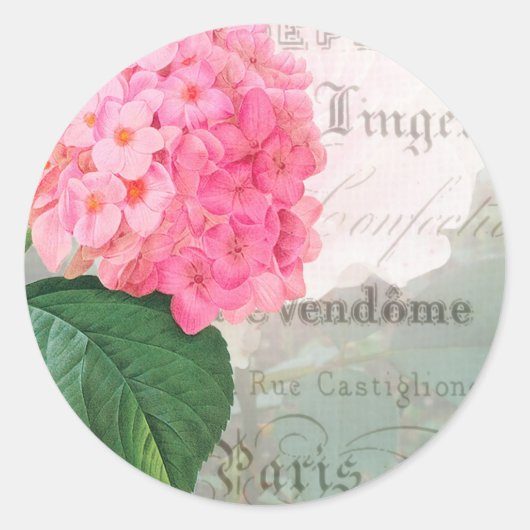 Roze Hydrangea Envelope Stickers (Voorkant)