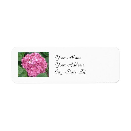 Roze hydrangea etiket (Voorkant)