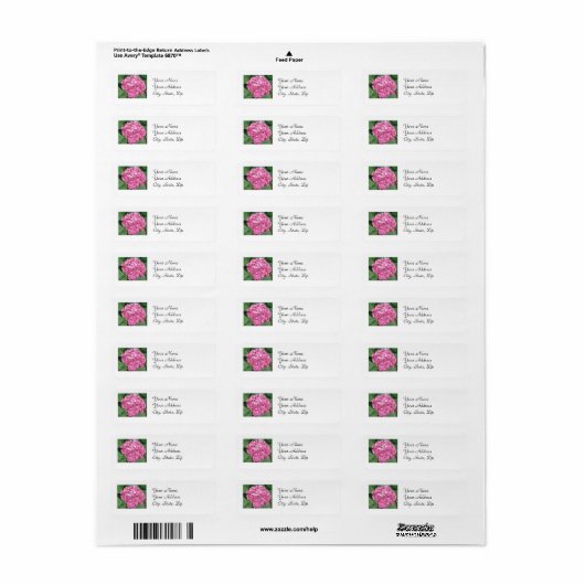 Roze hydrangea etiket (Full Sheet)