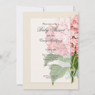  Roze Hydrangea Floral Baby shower Kaart