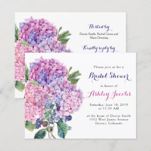 Roze hydrangea Floral Bridal Shower Kaart