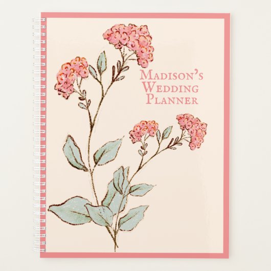 Roze hydrangea Floral Handtekening Naam Planner (Voorkant)