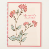Roze hydrangea Floral Handtekening Naam Planner (Voorkant)