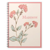  Roze Hydrangea Floral Persoonlijke benaming Notitieboek (Voorkant)