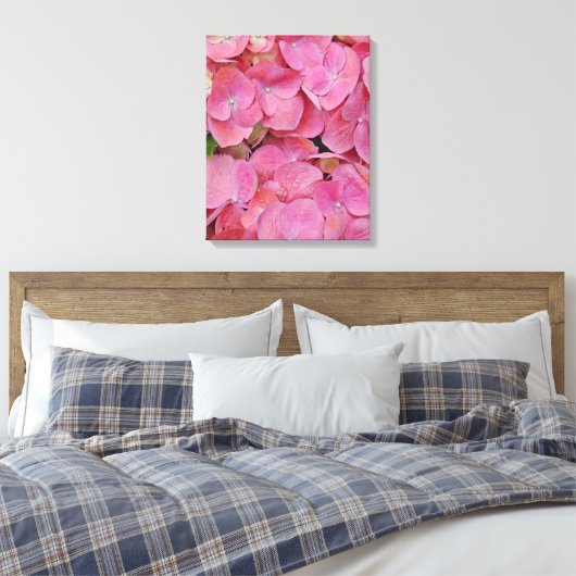 Roze hydrangea Flowers Canvas Afdruk (Insitu (Slaapkamer))