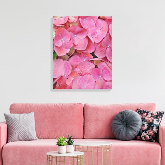 Roze hydrangea Flowers Canvas Afdruk (Insitu (Woonkamer))