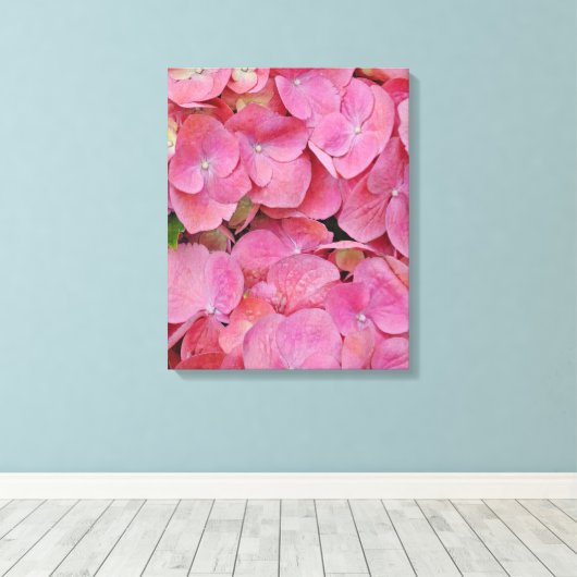 Roze hydrangea Flowers Canvas Afdruk (Insitu (Houten vloer))