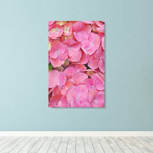 Roze hydrangea Flowers Canvas Afdruk (Insitu (Houten vloer))