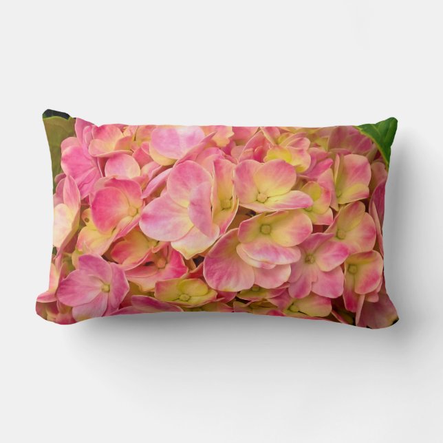 Roze hydrangea Flowers Lumbar Pillow Kussen (Voorkant)
