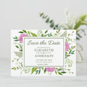 Roze Hydrangea foto bruiloft Save The Date (Staand voorkant)