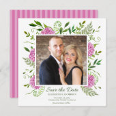 Roze Hydrangea foto Save The Date (Voorkant / Achterkant)