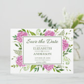 Roze Hydrangea foto Save The Date (Staand voorkant)