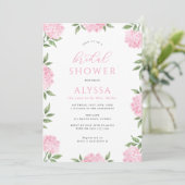 Roze Hydrangea Frame Bruidsdouche Kaart (Staand voorkant)