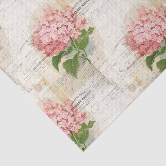 Roze Hydrangea, Frans tissuepapier (Detail)