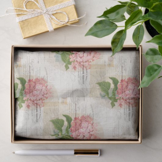  Roze Hydrangea, Frans tissuepapier (Geschenk)