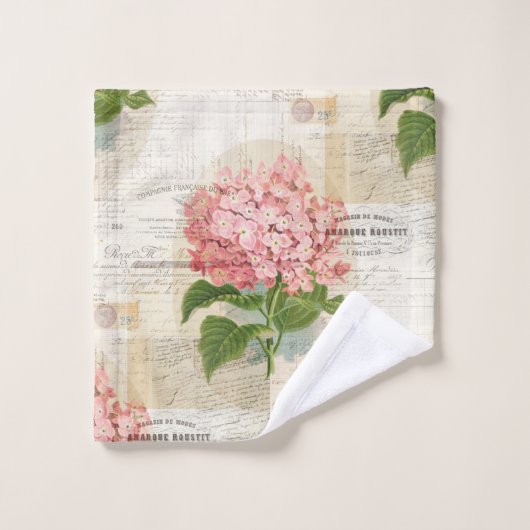 Roze Hydrangea Franse doekset Bad Handdoek (Wasdoekje)