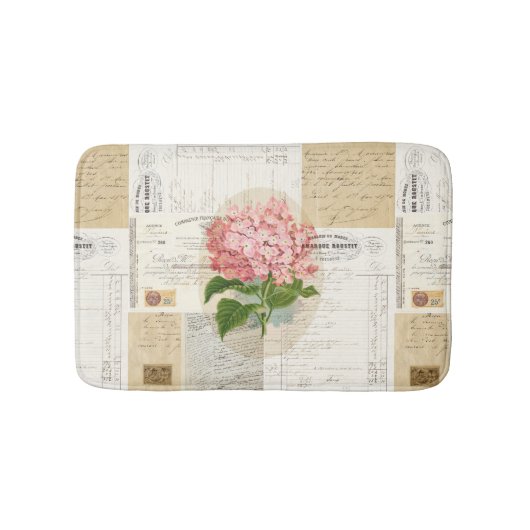 Roze Hydrangea Franse Ephemera Rug Badmat (Voorkant)