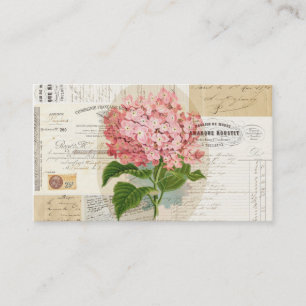 Roze Hydrangea French Ephemera Business Ca Visitekaartje