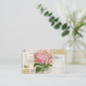  Roze Hydrangea French Ephemera Business Ca Visitekaartje (Staand voorkant)
