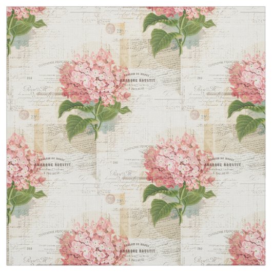 Roze Hydrangea French Ephemera Fabric Stof (Swatch)
