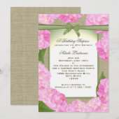 Roze Hydrangea Garden Party Verjaardag Kaart (Voorkant / Achterkant)