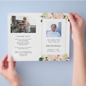 Roze Hydrangea Gevouwen Uitvaart Programma Sjabloo Flyer (Hand)