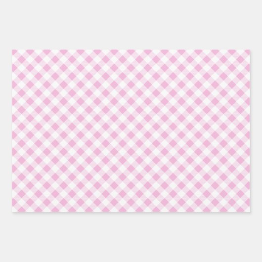 Roze Hydrangea Gingham en Polka Dot Patroon Inpakpapier Vel (Voorkant 2)