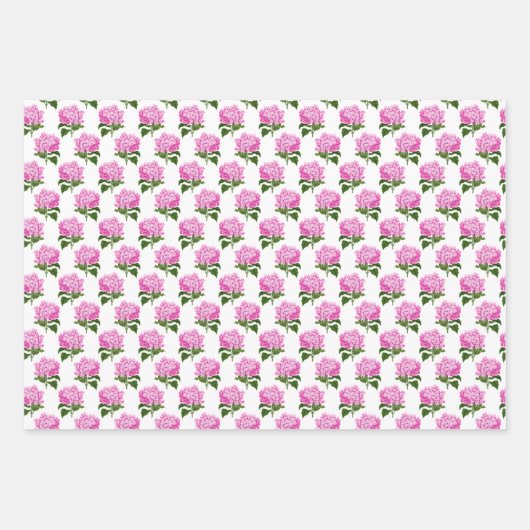 Roze Hydrangea Gingham en Polka Dot Patroon Inpakpapier Vel (Voorkant)