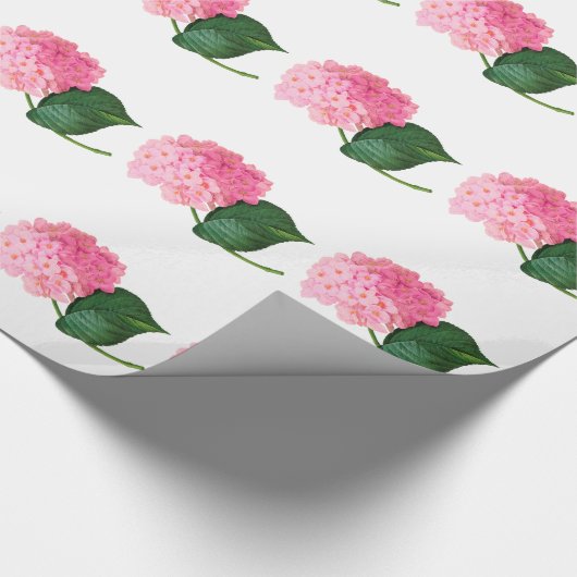 Roze hydrangea Glanzend Overlooppapier Cadeaupapier (Hoek)