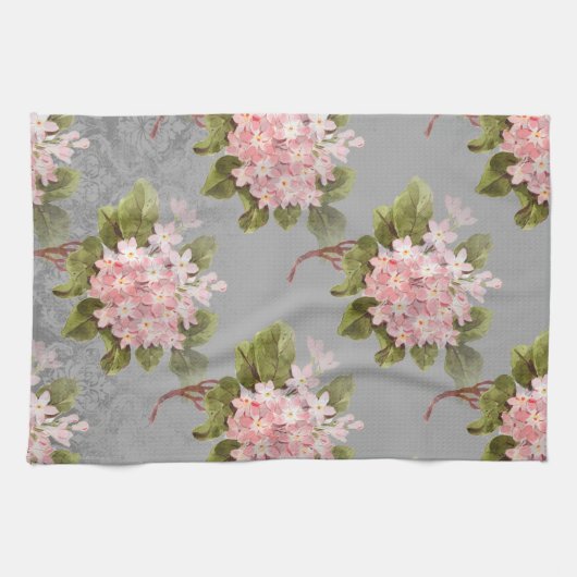  Roze Hydrangea Gray Kitchen Towel Theedoek (Horizontaal)