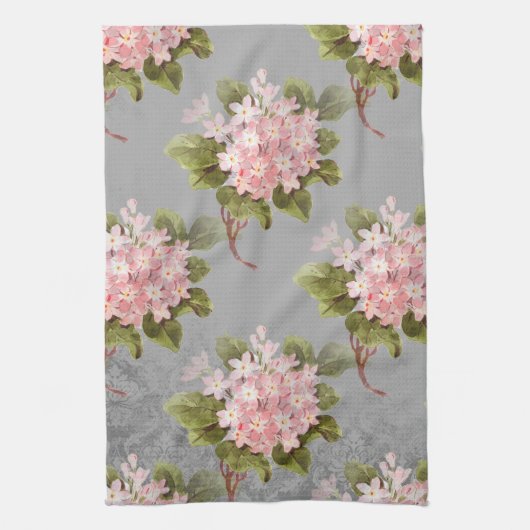  Roze Hydrangea Gray Kitchen Towel Theedoek (Verticaal)