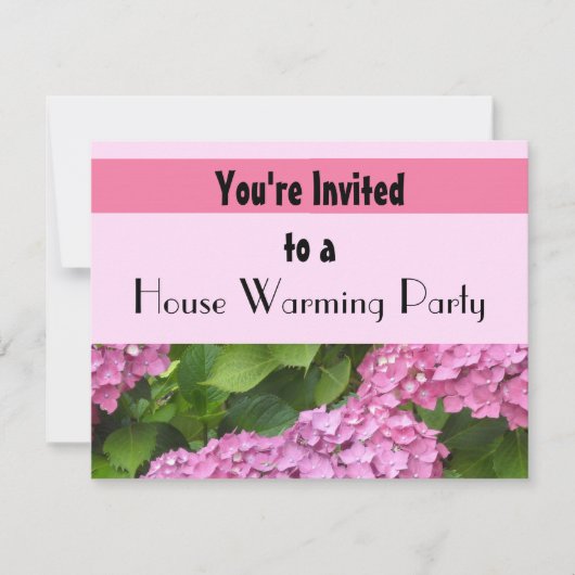 Roze Hydrangea Huis Verwarming Feest Kaart (Voorkant)