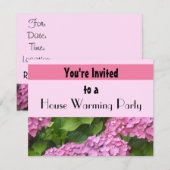 Roze Hydrangea Huis Verwarming Feest Kaart (Voorkant / Achterkant)