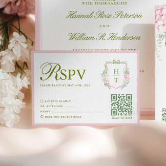 Roze Hydrangea Huwelijk RSVP Kaart