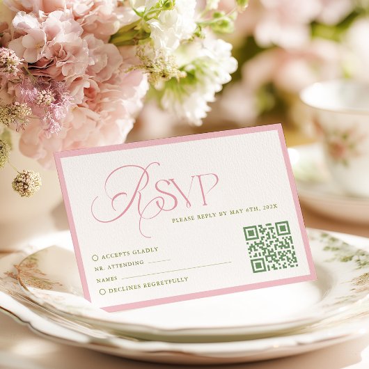 Roze Hydrangea Huwelijk RSVP Kaart