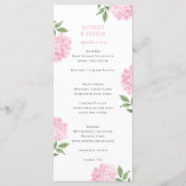 Roze Hydrangea Huwelijksdiner, hoog Menu (Voorkant)