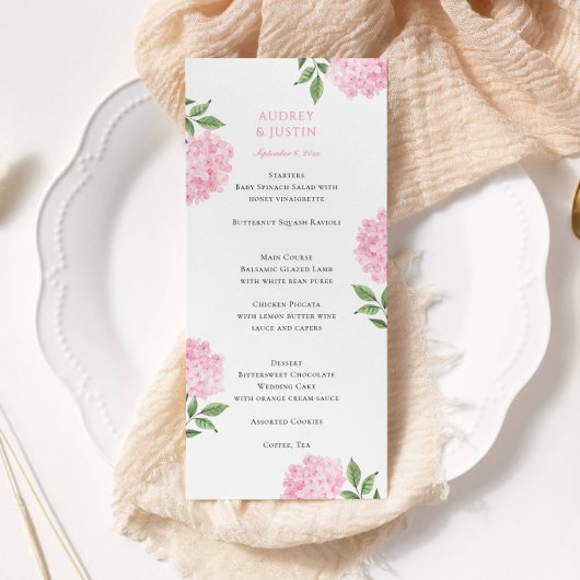 Roze Hydrangea Huwelijksdiner, hoog Menu