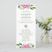 Roze Hydrangea Huwelijksprogramma Programmakaart (Staand voorkant)