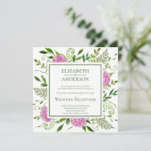 Roze Hydrangea Huwelijksreceptie Kaart (Staand voorkant)