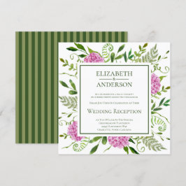 Roze Hydrangea Huwelijksreceptie Kaart