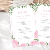 Roze Hydrangea Ingelijste Rand Trouwpapier Menu