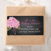 Roze Hydrangea Jar Chalkboard Bruiloft Label (Insitu)