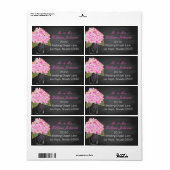 Roze Hydrangea Jar Chalkboard Bruiloft Label (Full Sheet)