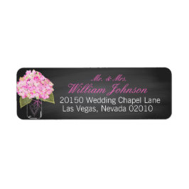 Roze Hydrangea Jar Chalkboard Bruiloft Label