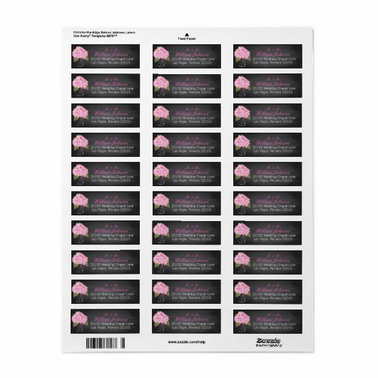 Roze Hydrangea Jar Chalkboard Bruiloft Label (Full Sheet)