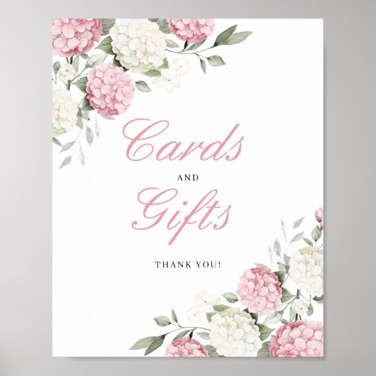 Roze Hydrangea Kaarten & Cadeaus Huwelijksbord Poster (Voorkant)
