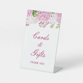 Roze Hydrangea Kaarten & Cadeaus Reclamebord Met Voetstuk